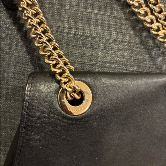 Vintage COACH Cassidy Crossbody Black Leather Shoulder Bag with Gold Hardware - Picture 11 of 16